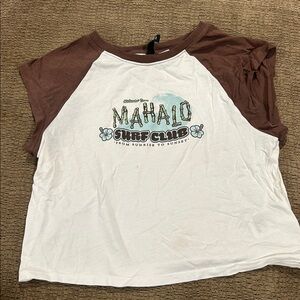 Divided Brown and White Raglan Tee